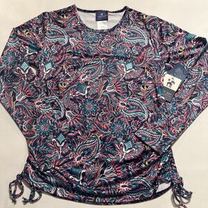 Caribbean Joe Women's UPF 30+ Long Sleeve Rashguard Swim Shirt  Paisley Floral